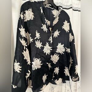 Vince black floral blouse